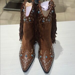 Azalea wang Brown Studded Western Boots